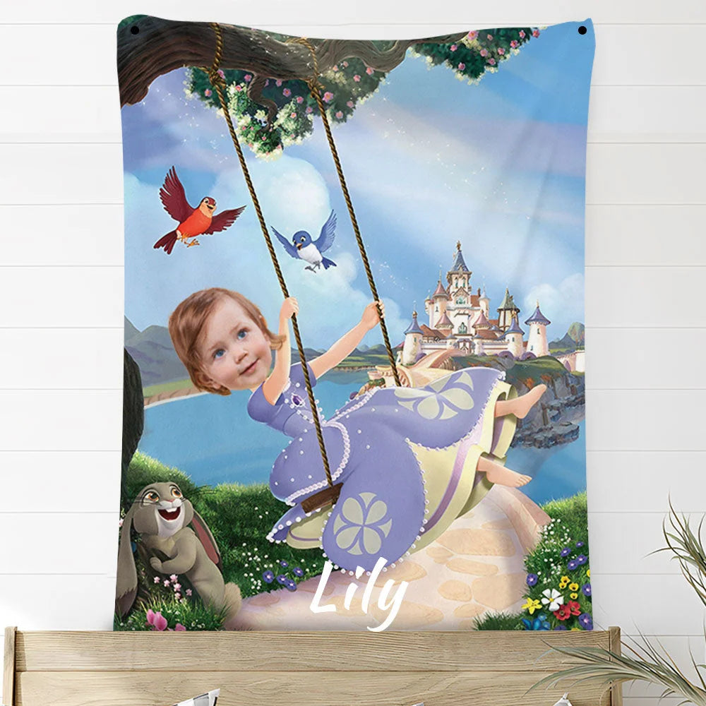 Custom Photo Blankets Personalized Photo Fleece Blanket Painting Style Blanket-Princess16