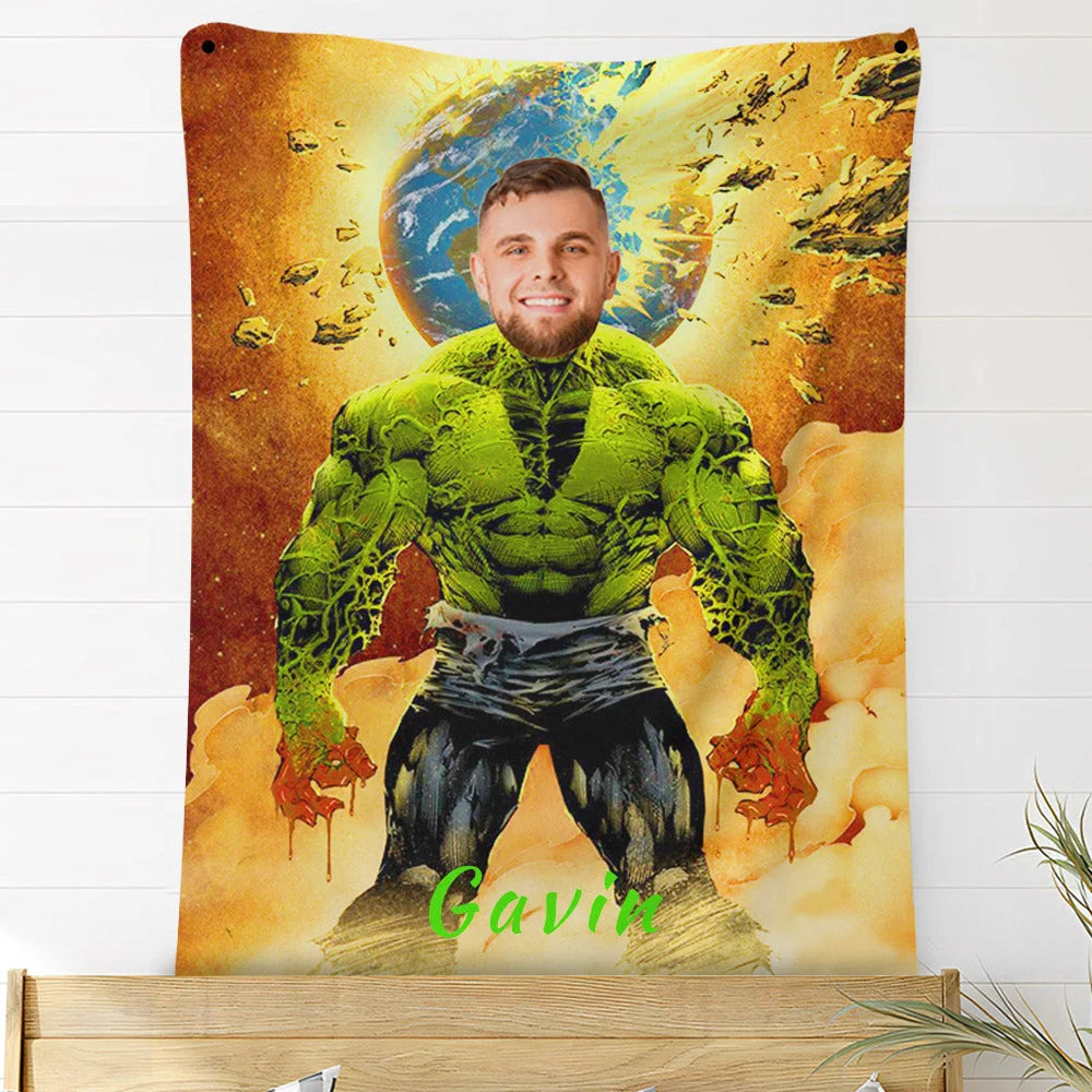 Custom Photo Blankets Personalized Photo Fleece Blanket Painting Style Blanket-The Incredible Hulk07