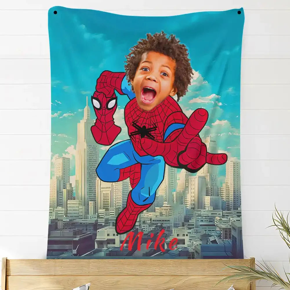 Custom Photo Blankets Personalized Photo Fleece Blanket Painting Style Blanket-Spideman07