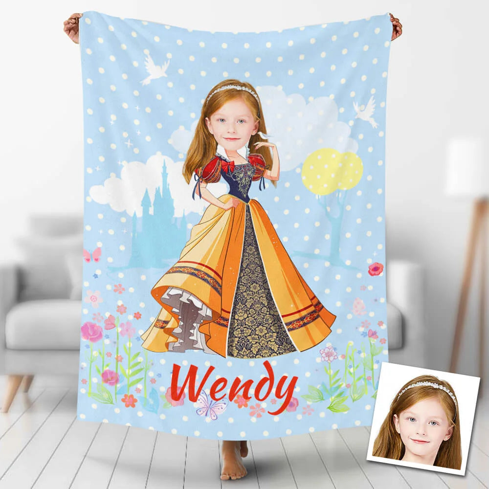 Custom Photo Blankets Personalized Photo Fleece Blanket Painting Style Blanket-Princess13