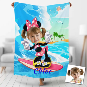 Custom Photo Blankets Personalized Photo Fleece Blanket Painting Style Blanket-Disney 22