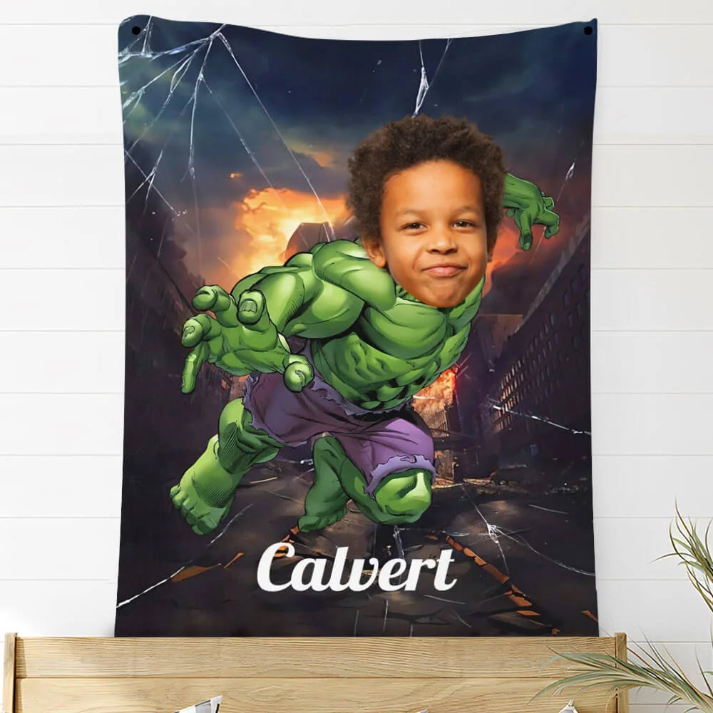 Custom Photo Blankets Personalized Photo Fleece Blanket Painting Style Blanket-The Incredible Hulk10