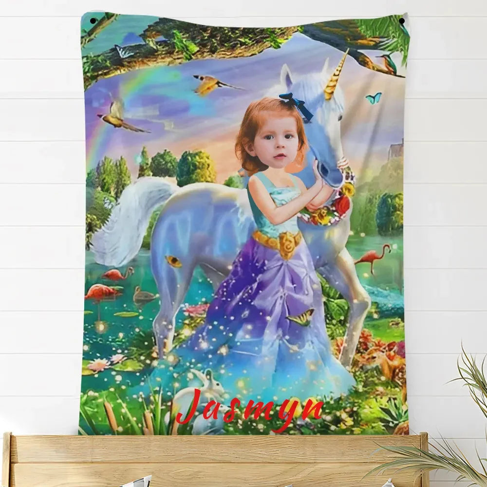 Custom Photo Blankets Personalized Photo Fleece Blanket Painting Style Blanket-Princess14