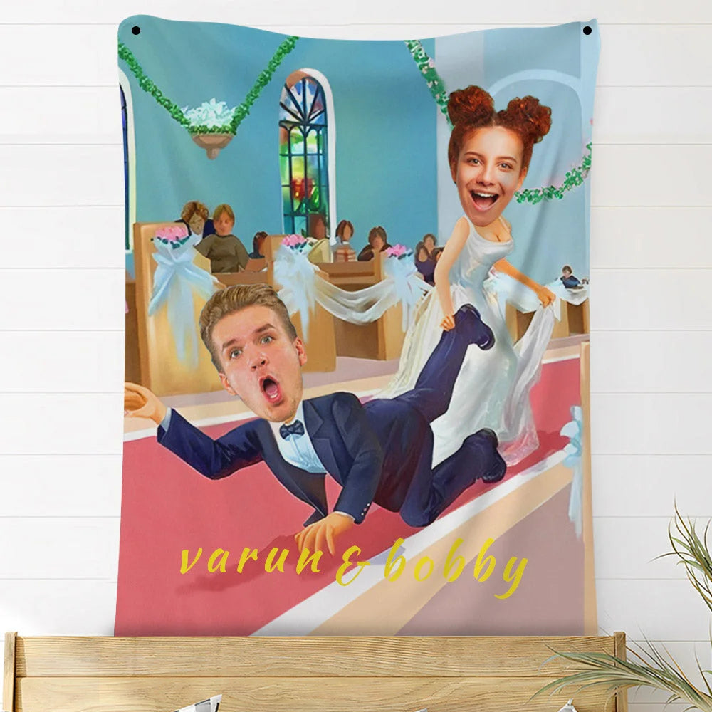 Custom Photo Blankets Personalized Photo Fleece Blanket Painting Style Blanket-For Couple 09