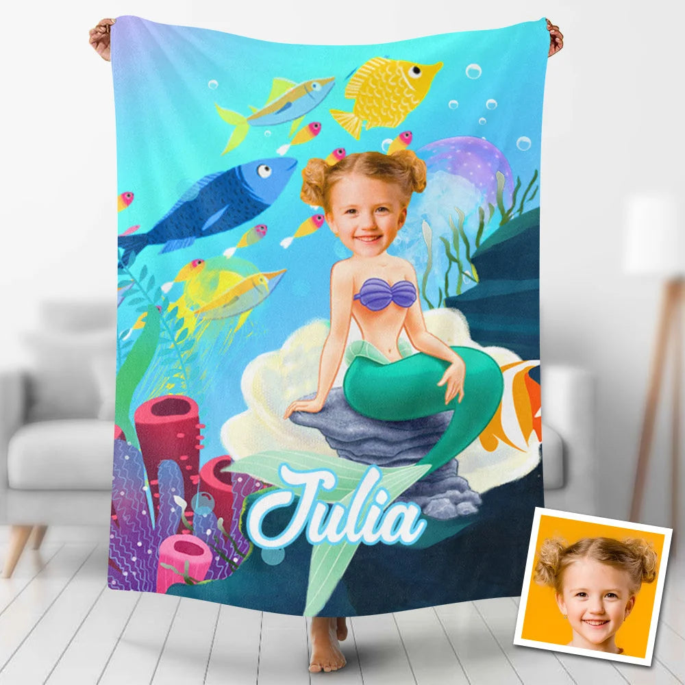 Custom Photo Blankets Personalized Photo Fleece Blanket Painting Style Blanket-Princess25