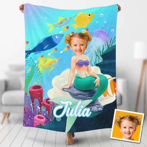 Custom Photo Blankets Personalized Photo Fleece Blanket Painting Style Blanket-Princess25