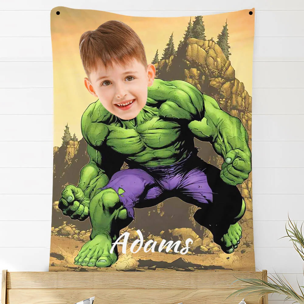 Custom Photo Blankets Personalized Photo Fleece Blanket Painting Style Blanket-The Incredible Hulk01