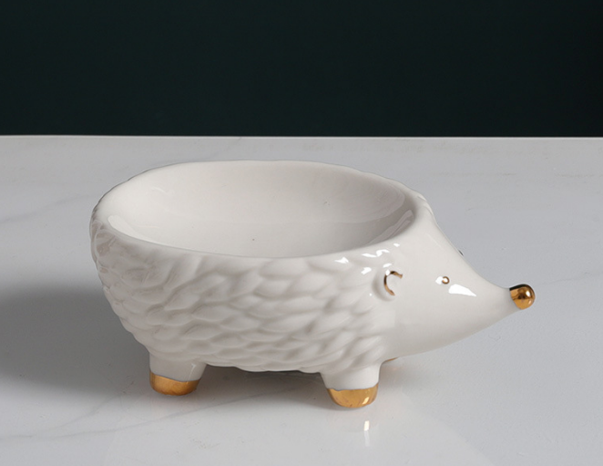 Ceramic Hedgehogs Pattern Soap Dish Soap Holder