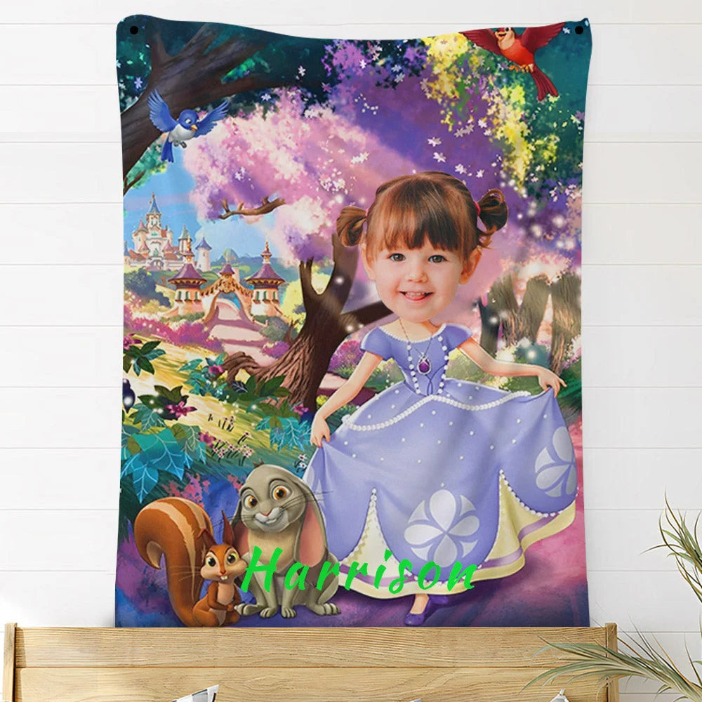 Custom Photo Blankets Personalized Photo Fleece Blanket Painting Style Blanket-Princess29