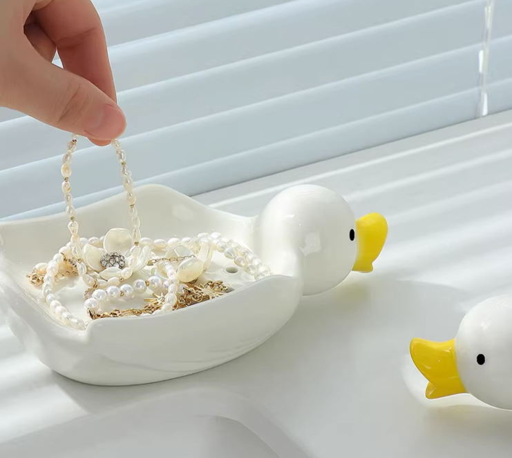 Cute Duck Ceramics Self Draining Soap Dish Soap Holder