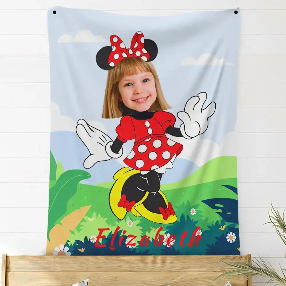 Custom Photo Blankets Personalized Photo Fleece Blanket Painting Style Blanket-Disney 02