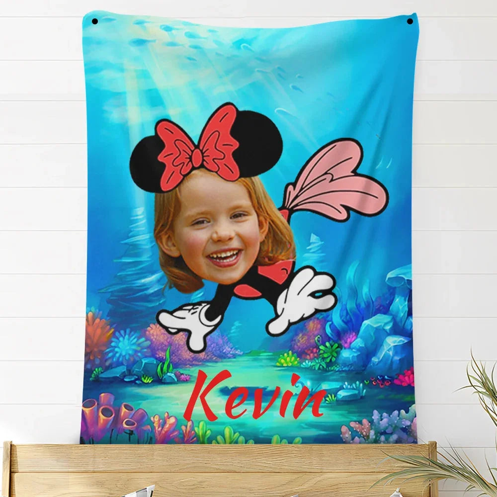 Custom Photo Blankets Personalized Photo Fleece Blanket Painting Style Blanket-Disney 05
