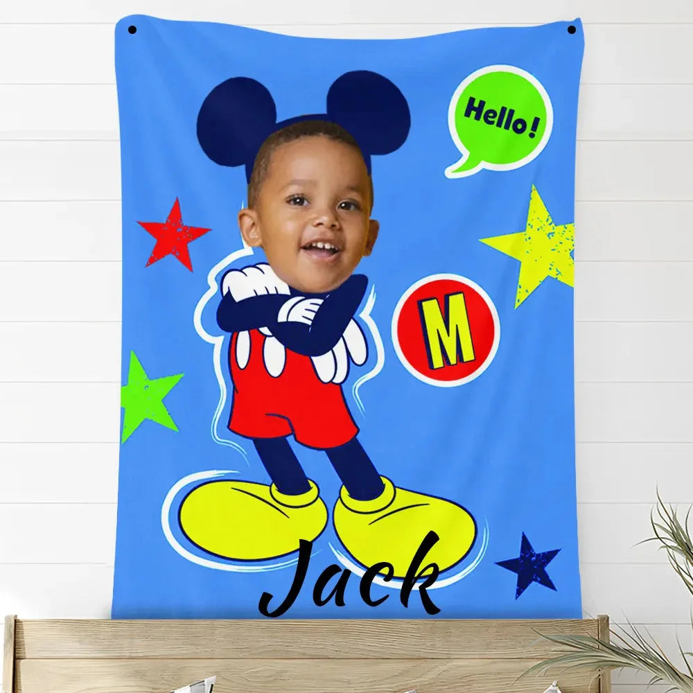 Custom Photo Blankets Personalized Photo Fleece Blanket Painting Style Blanket-Disney 06