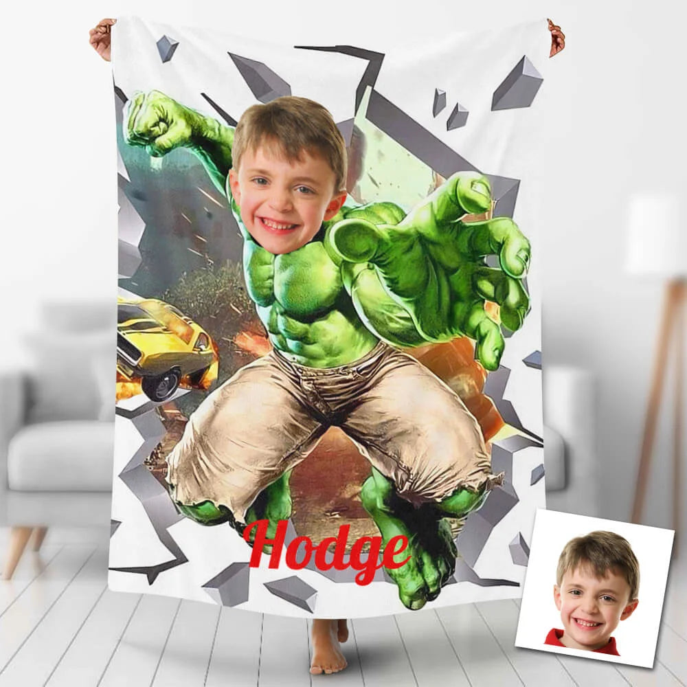 Custom Photo Blankets Personalized Photo Fleece Blanket Painting Style Blanket-The Incredible Hulk03
