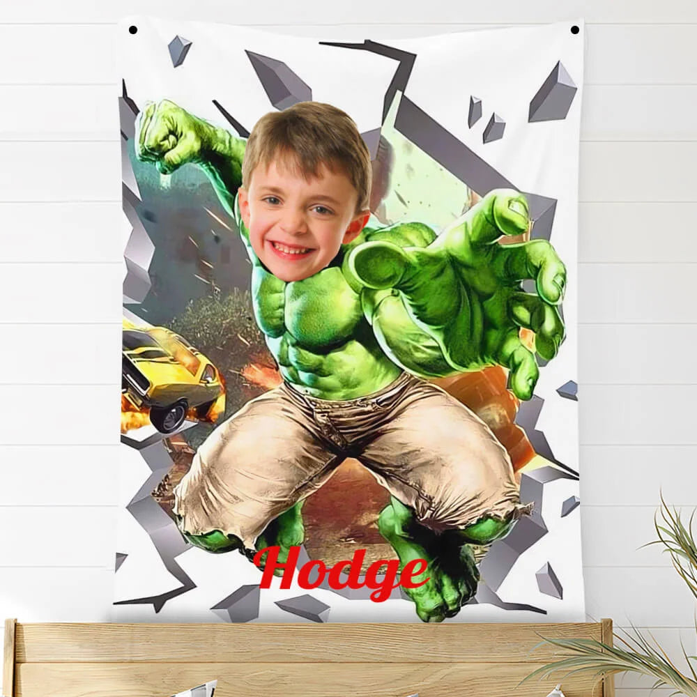 Custom Photo Blankets Personalized Photo Fleece Blanket Painting Style Blanket-The Incredible Hulk03