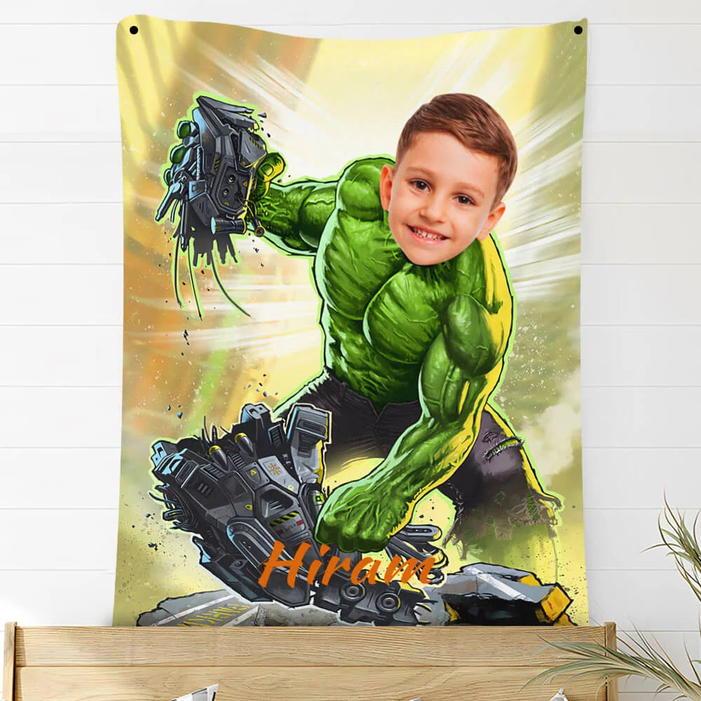 Custom Photo Blankets Personalized Photo Fleece Blanket Painting Style Blanket-The Incredible Hulk04