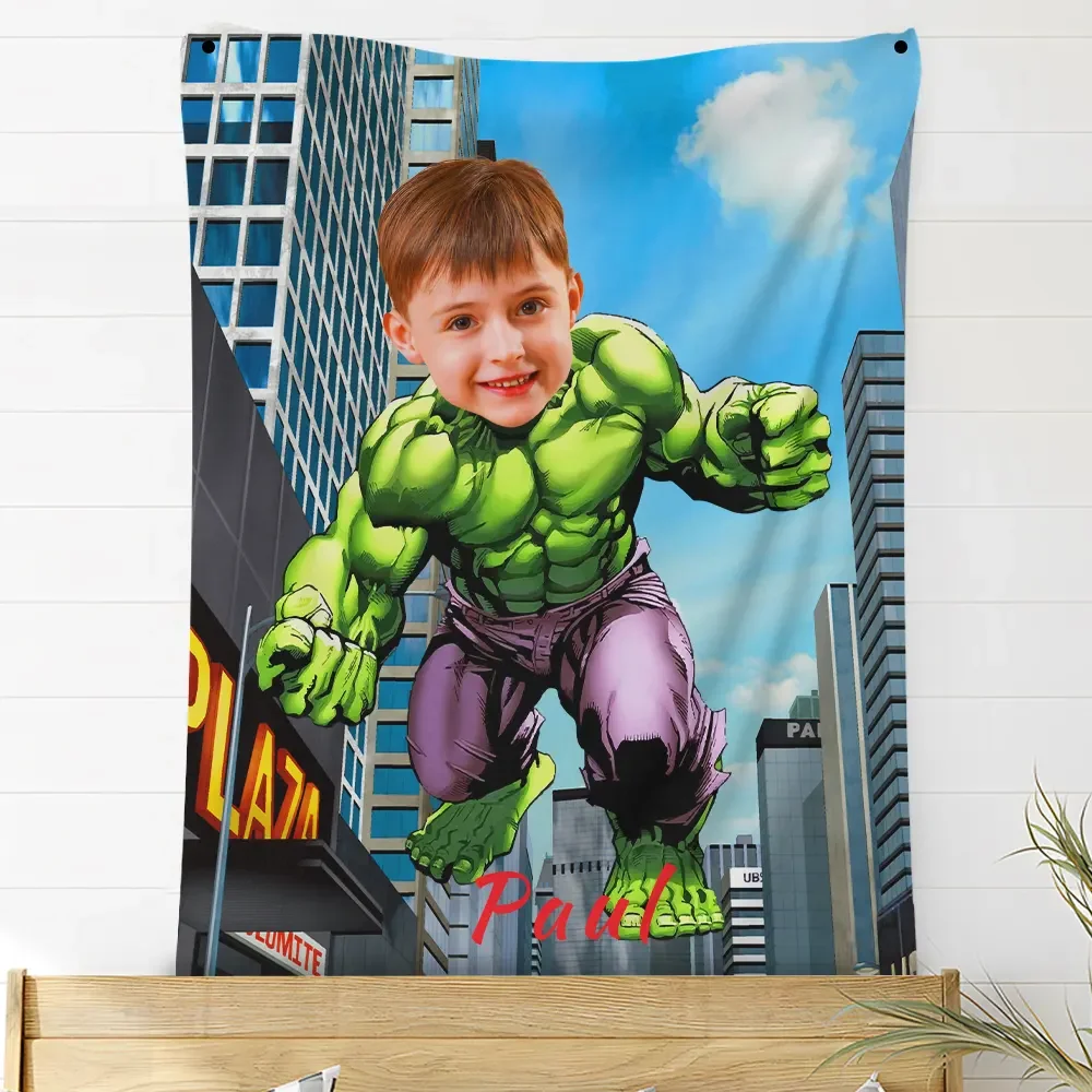 Custom Photo Blankets Personalized Photo Fleece Blanket Painting Style Blanket-The Incredible Hulk06