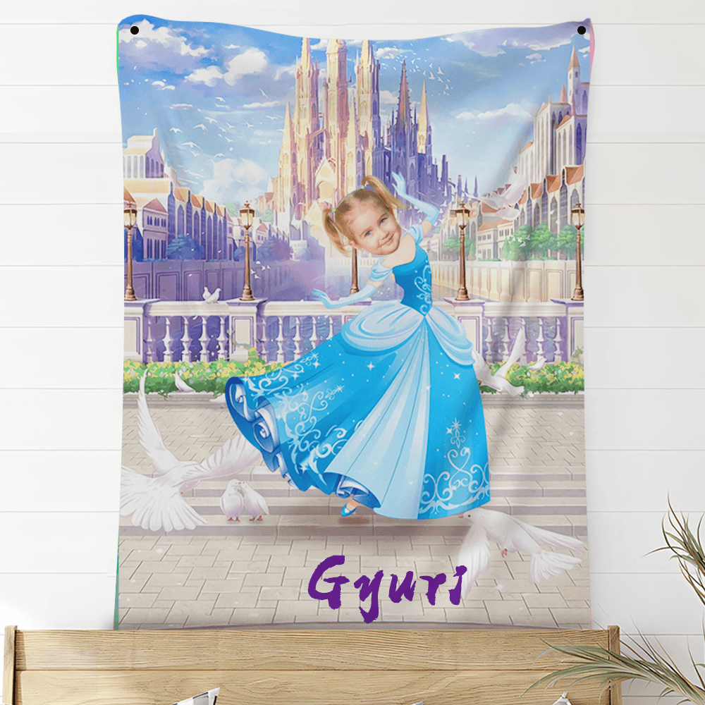 Custom Photo Blankets Personalized Photo Fleece Blanket Painting Style Blanket-Princess01