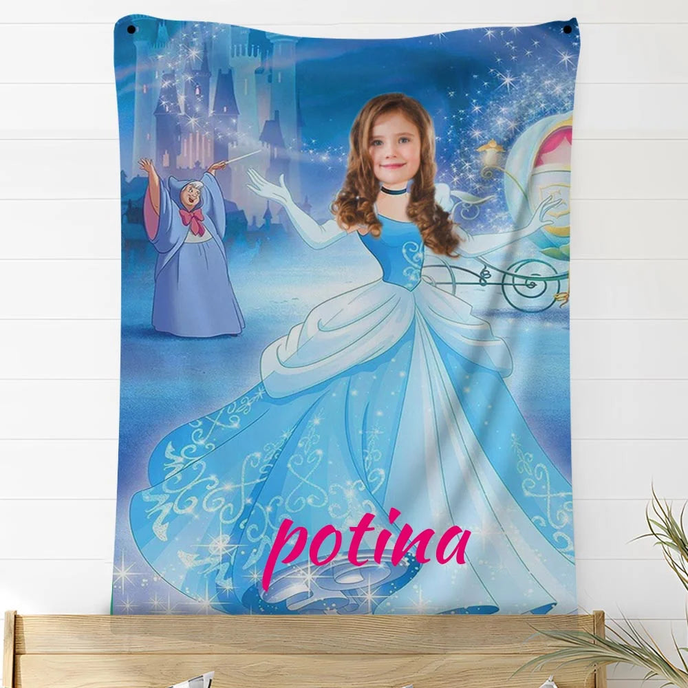 Custom Photo Blankets Personalized Photo Fleece Blanket Painting Style Blanket-Princess02