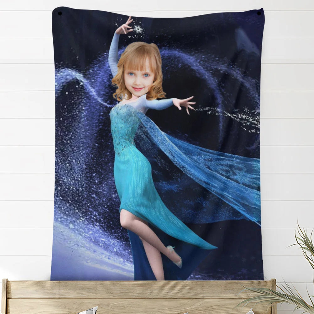 Custom Photo Blankets Personalized Photo Fleece Blanket Painting Style Blanket-Princess03
