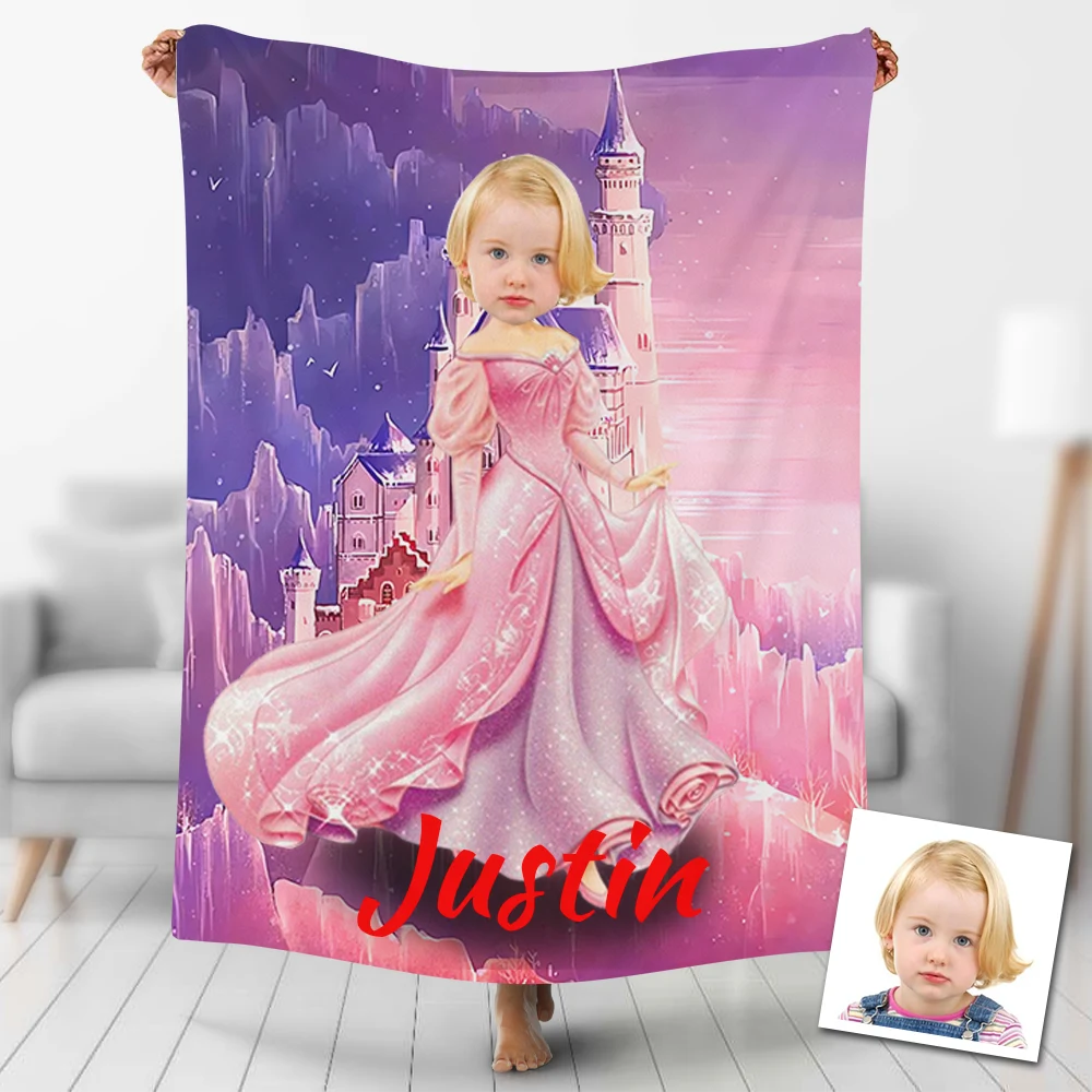 Custom Photo Blankets Personalized Photo Fleece Blanket Painting Style Blanket-Princess04