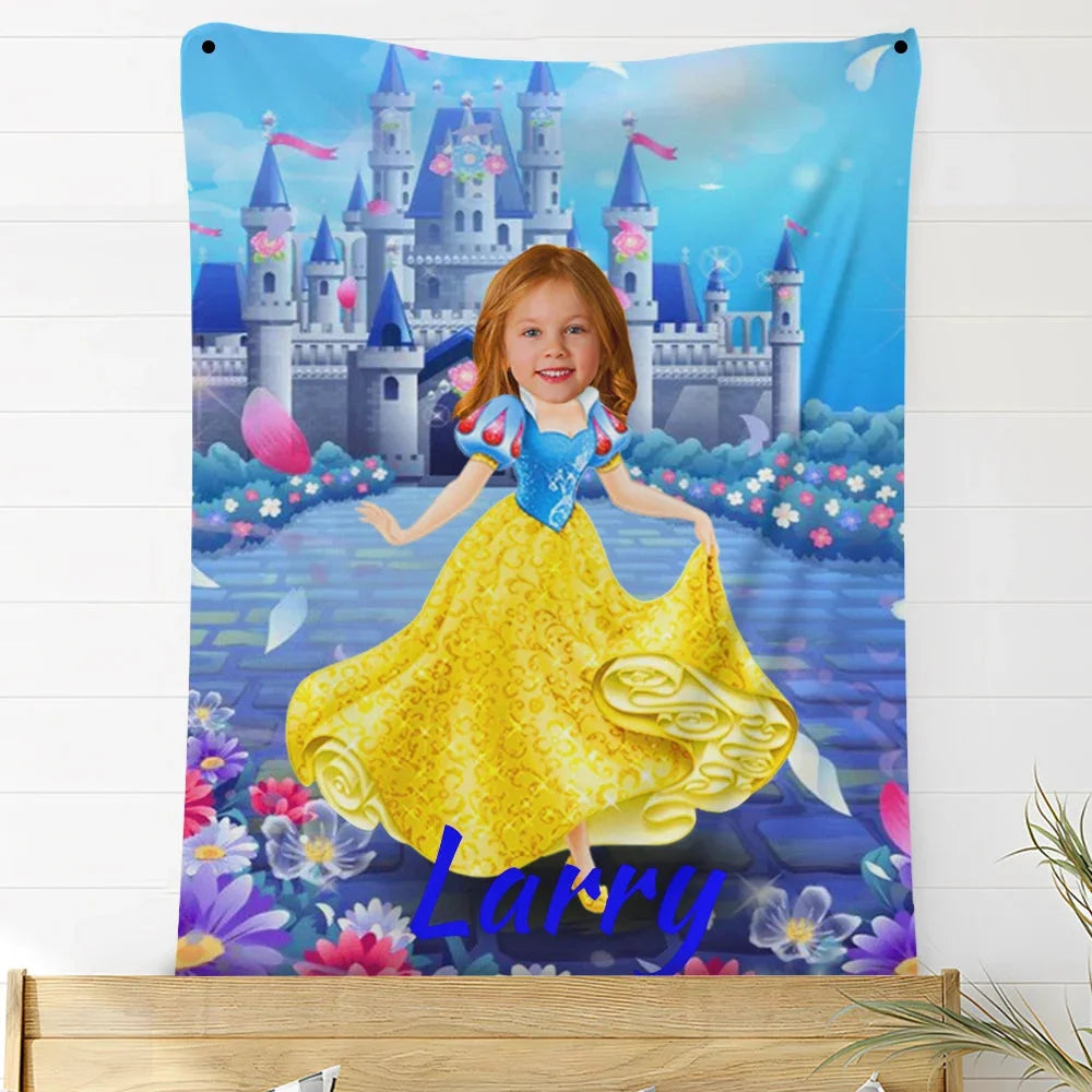 Custom Photo Blankets Personalized Photo Fleece Blanket Painting Style Blanket-Princess05