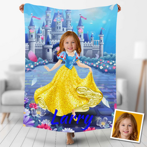 Custom Photo Blankets Personalized Photo Fleece Blanket Painting Style Blanket-Princess05