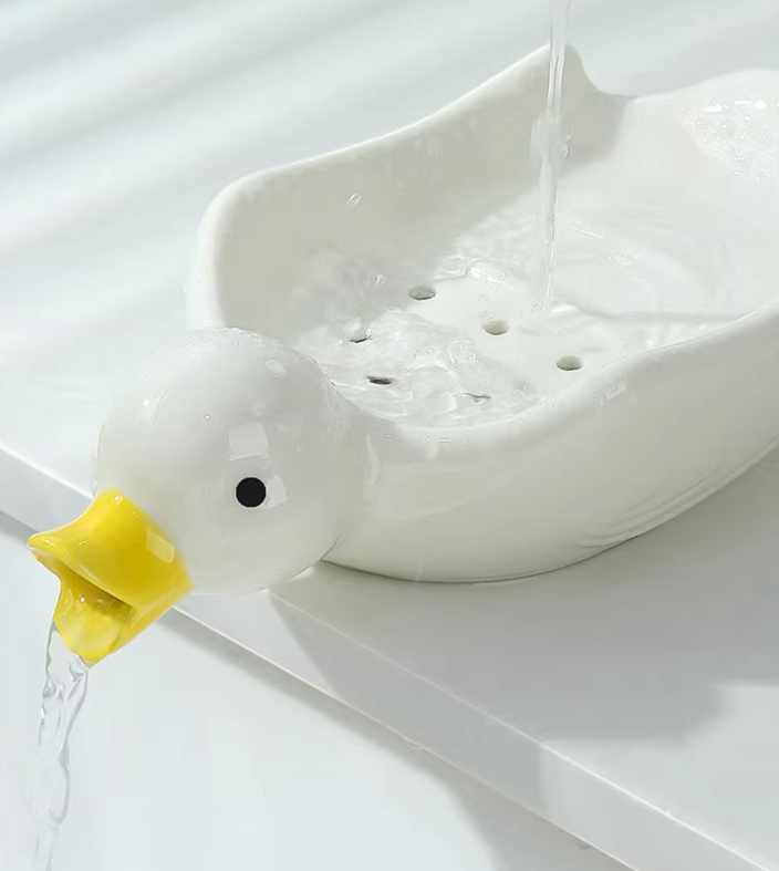 Cute Duck Ceramics Self Draining Soap Dish Soap Holder