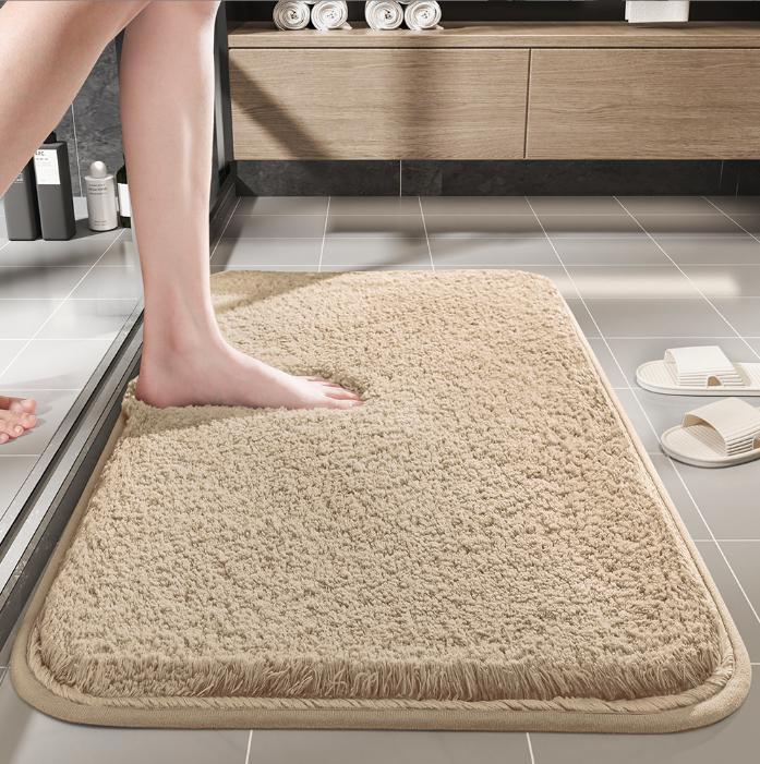Simple Solid Colour Thickened Absorbent Non-slip Family Bathroom Doorway Entrance Mats 01