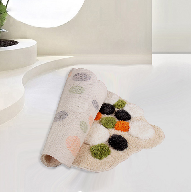 Creamy Thicked Shaped Fleece Flocked Entryway Doormat Rugs Kitchen Bathroom Anti-slip Mats