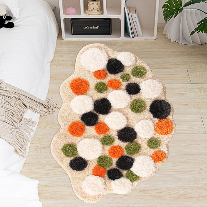 Creamy Thicked Shaped Fleece Flocked Entryway Doormat Rugs Kitchen Bathroom Anti-slip Mats