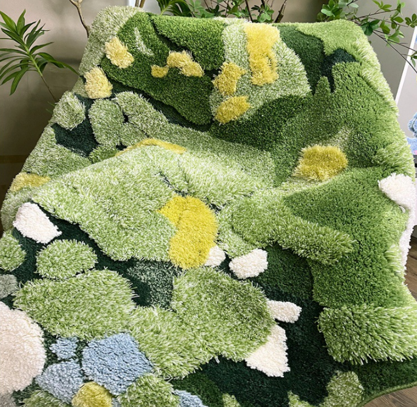 Green Moss Thicked Patterned Entryway Doormat Rugs Kitchen Bathroom Anti-slip Mats