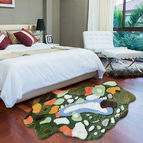 Green Moss And Colorful Stone Thicked Patterned Entryway Doormat Rugs Kitchen Bathroom Anti-slip Mats