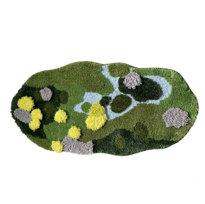 Green Moss Thicked Shaped Fleece Flocked Entryway Doormat Rugs Kitchen Bathroom Anti-slip Mats