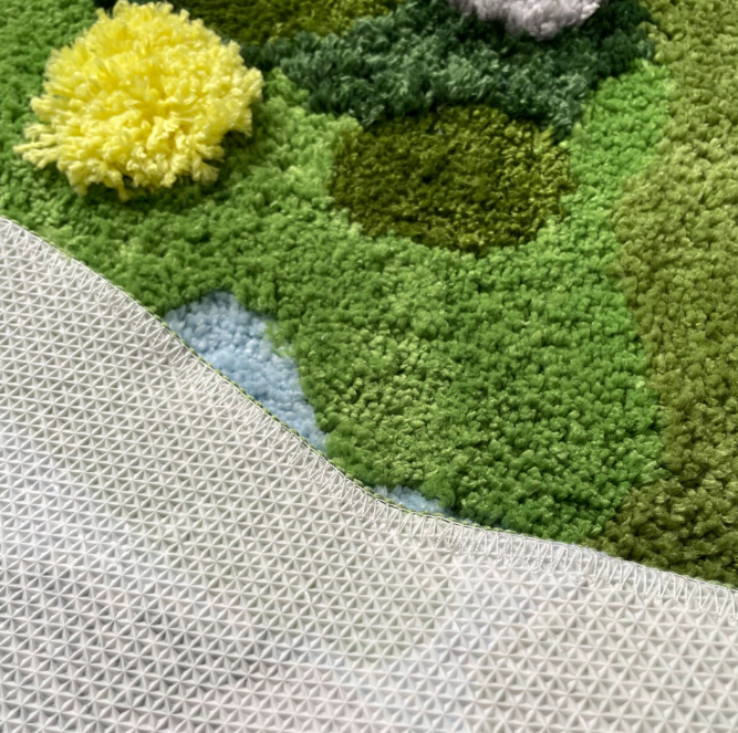 Green Moss Thicked Shaped Fleece Flocked Entryway Doormat Rugs Kitchen Bathroom Anti-slip Mats
