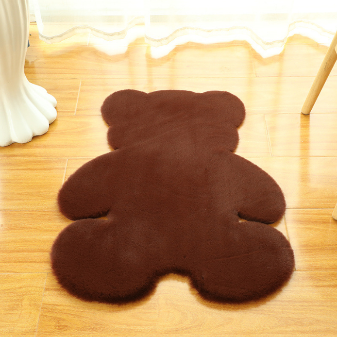 Cute Bear Shaped Irregular Shaped Super Soft Faux Rabbit Fur Area Rugs Shaggy Plush Bedside Rugs For The Bedroom Living Room Hall