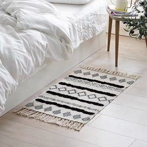 Retro Moroccan Geometric Pattern Cotton and Linen Area Rug with Tassel Handwoven Floor Carpet Rug for Living Room Bedroom 05