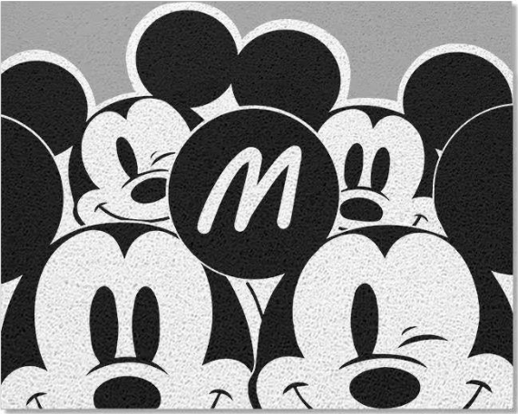 Mickey Black & White Entry Cuttable Silk Loop Dirt Resistant Non-Slip Household Floor Mats 01