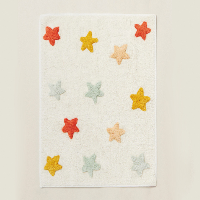 Cute Star Pattern Faux Cashmere Shaggy Area Rugs For Bedroom Living Room Office