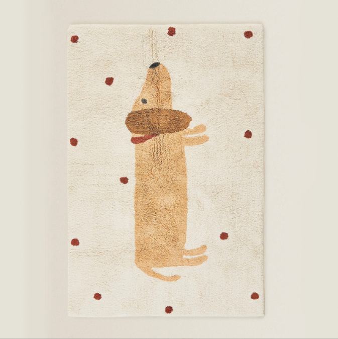 Cute Dog Faux Cashmere Shaggy Area Rugs For Bedroom Living Room Office