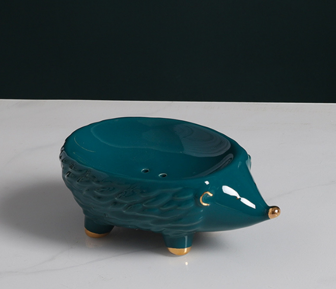Ceramic Hedgehogs Pattern Soap Dish Soap Holder
