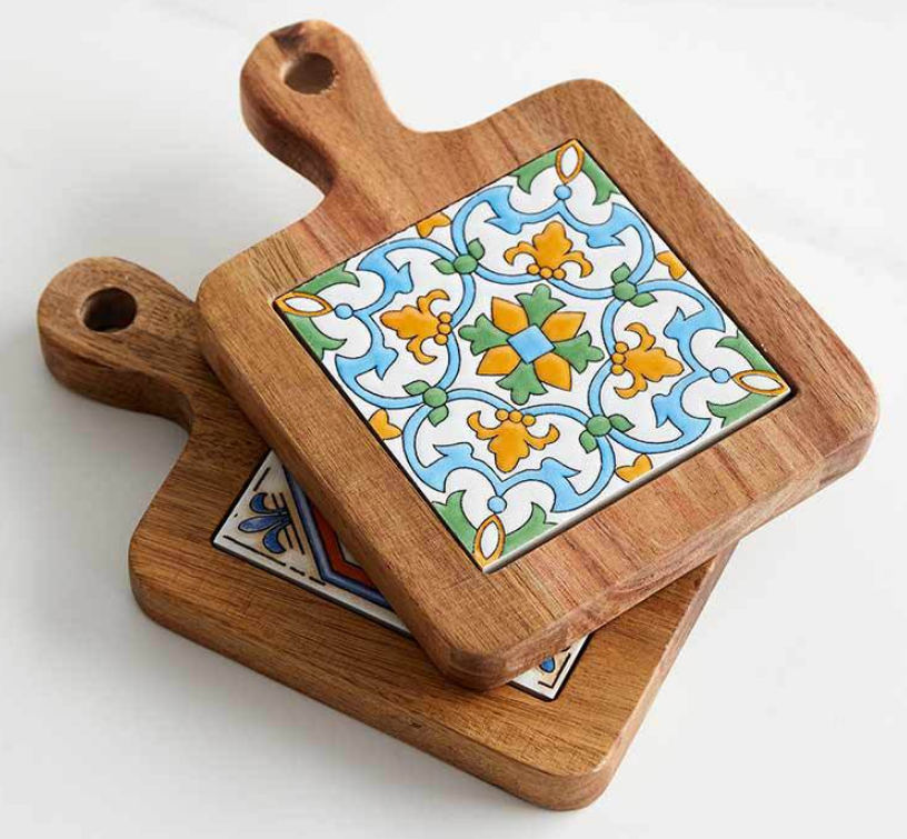 Creative Floral Pattern Wooden Kitchen Placemats