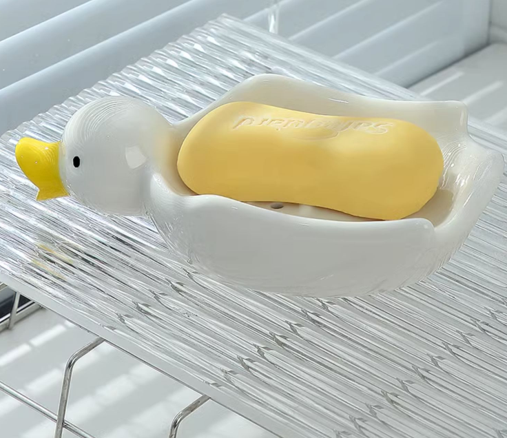 Cute Duck Ceramics Self Draining Soap Dish Soap Holder