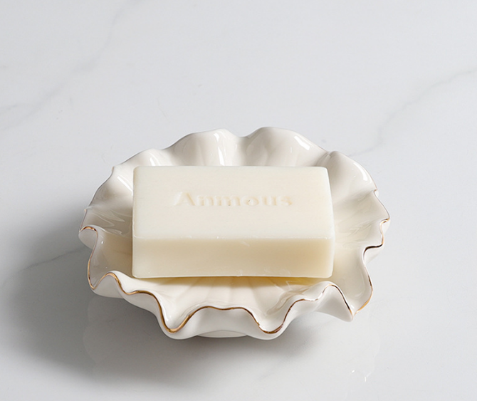 Ceramic Lotus leaf Pattern Soap Dish Soap Holder