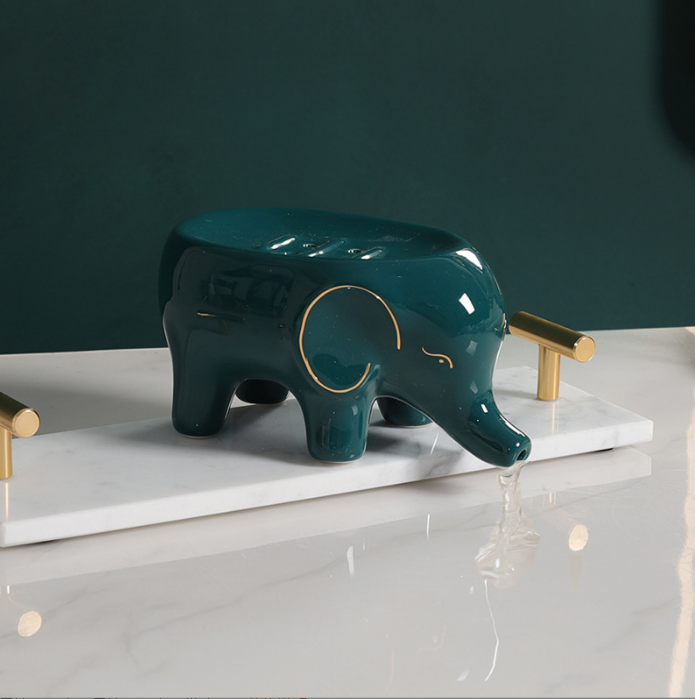 Creative Ceramics Elephant Self Draining Soap Dish Soap Holder