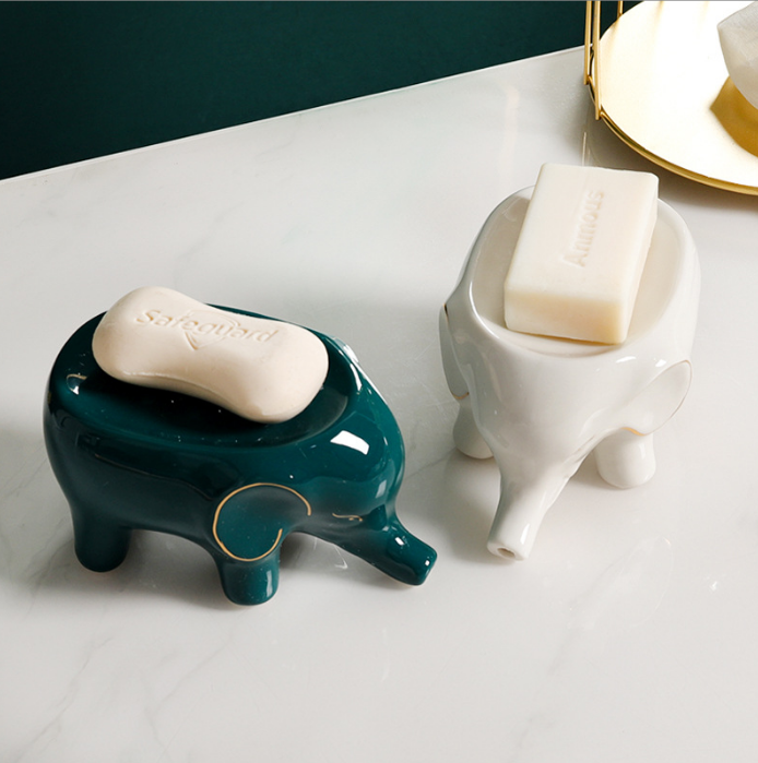 Creative Ceramics Elephant Self Draining Soap Dish Soap Holder