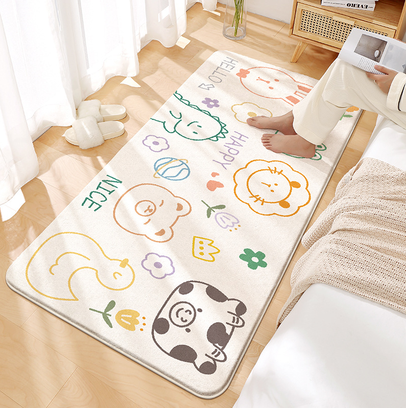 Cartoon Faux Cashmere Bedroom Carpet Home Living Room Study Plush Mats Bedside Carpet Window Mats 01