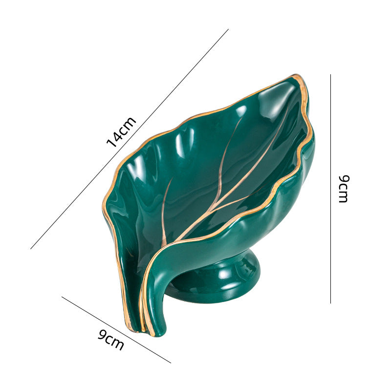 Creative Multicolor Ceramics Leaf Self Draining Soap Dish Soap Holder