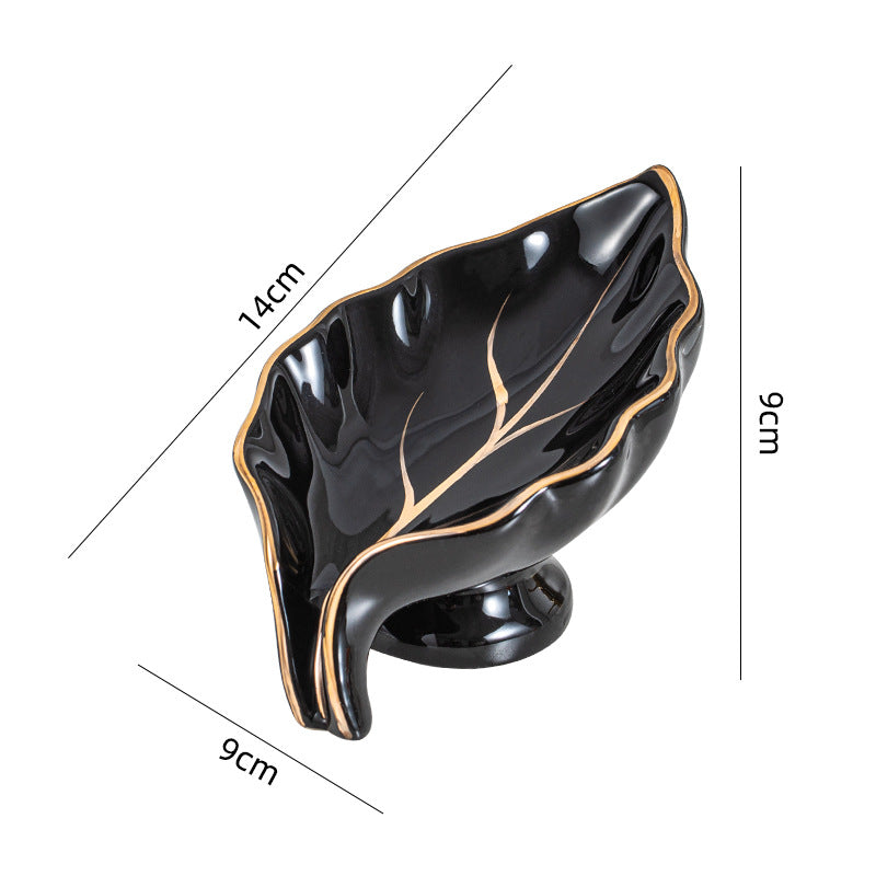 Creative Multicolor Ceramics Leaf Self Draining Soap Dish Soap Holder