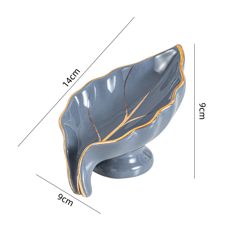 Creative Multicolor Ceramics Leaf Self Draining Soap Dish Soap Holder